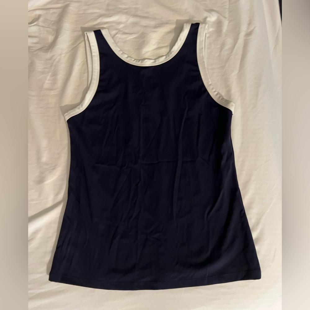 Elegant Navy Tank Top with White Accents